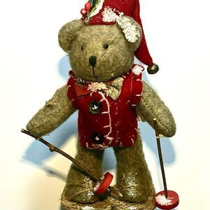 Vintage Christmas Bear Is About 6 Inches. Stand It Anywhere. D7